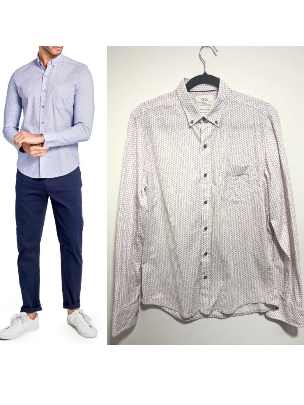 WRK | The Reworked Slim Fit Button Down In White/Burgundy Geometric